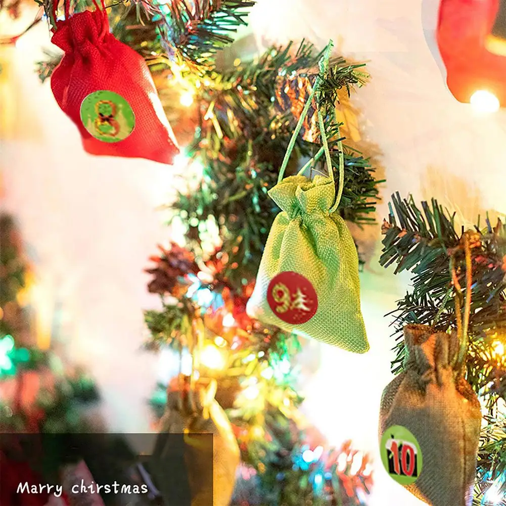 24 Advent календарь джутовый мешок наполнения тканевый мешок джутовый мешок и 1-24 номера деревянные кнопки с наклейкой джутовый мешок тканевый мешок для подарков