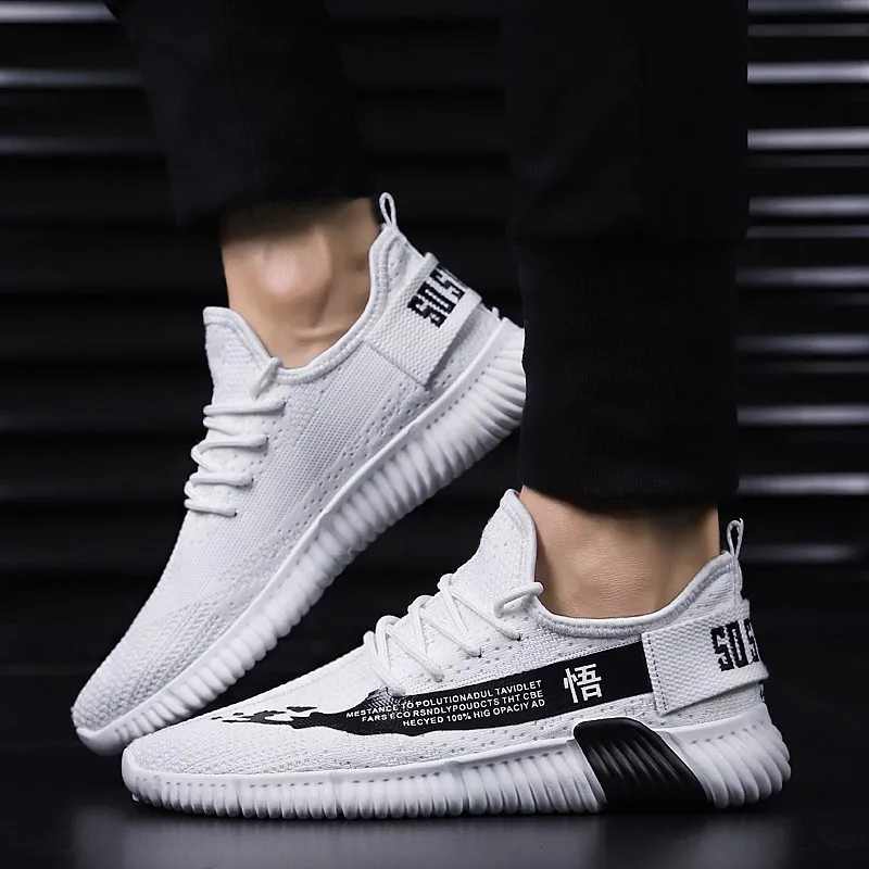 

Recommended Fly Woven MEN'S SHOES Lightweight Breathable Running Shoes Simple Mesh Solid Color Casual Shoes Spring New Style Coc