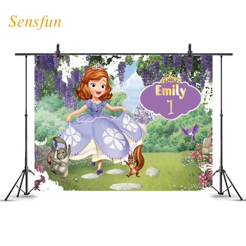 

LEVOO New Photo Backdrop Cartoon Birthday Princess Sofia Castle Pets Photography Background Photo Studio Props Photozone Vinyl