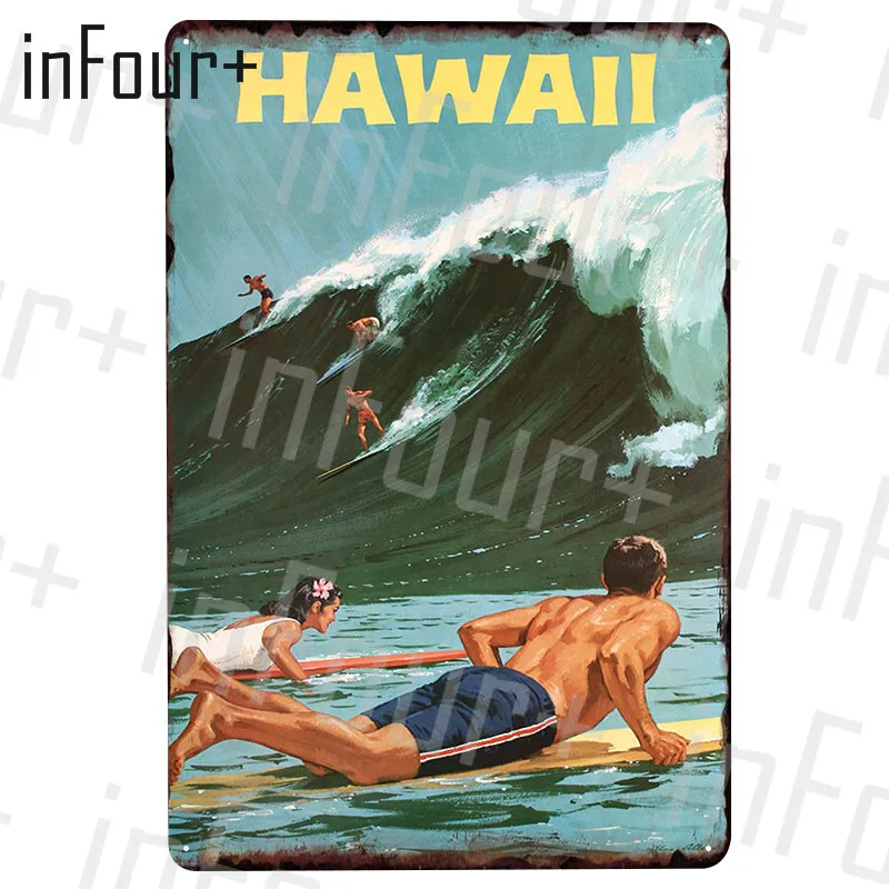 

Hawaii Tin Sign Metal Plate Plaque Metal Vintage Decor Metal Sign Metal Poster Home Bar Pub Cafe Decoration Vintage Posters