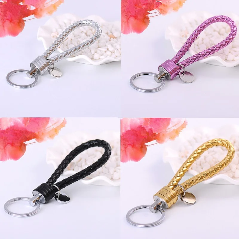 

1PC Leather Braided Keychain Woven Rope DIY Bag Pendant Unisex Key Chain Holder Car Keyrings Men Women Keychains