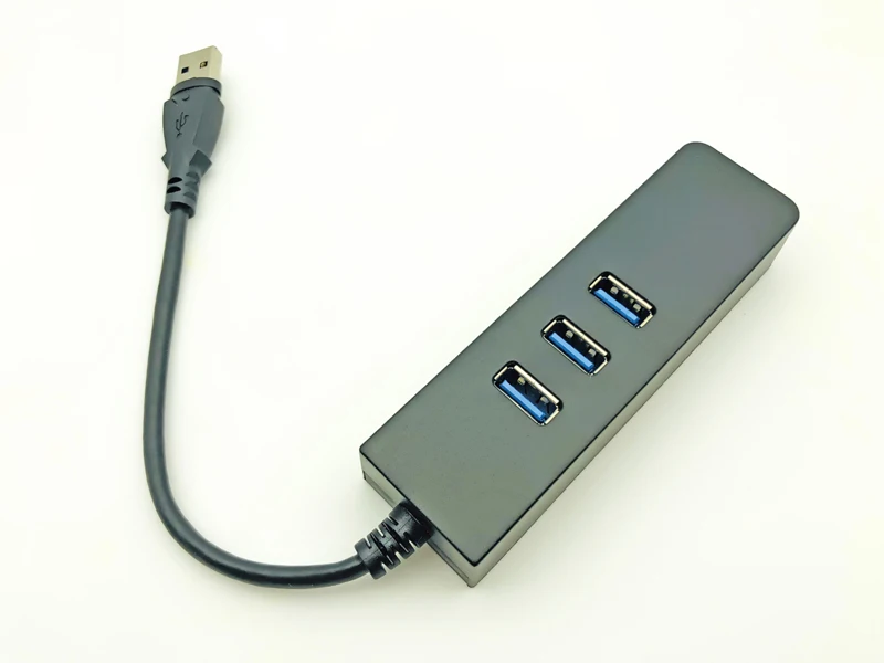 Черный USB 3,0 Ethernet адаптер с 3 портами USB3.0 концентратор USB RJ45 Gigabit Ethernet Lan 10/100/1000 Мбит/с сетевая карта для ноутбука Macbook - Цвет: Черный