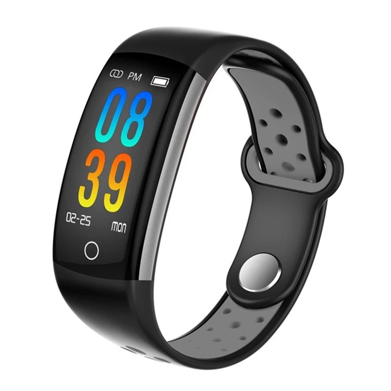 Gray Умный браслет для женщин Q6 Bluetooth Smartwatch для мужчин сердечного ритма Монитор артериального давления спортивные часы фитнес - Цвет: Gray