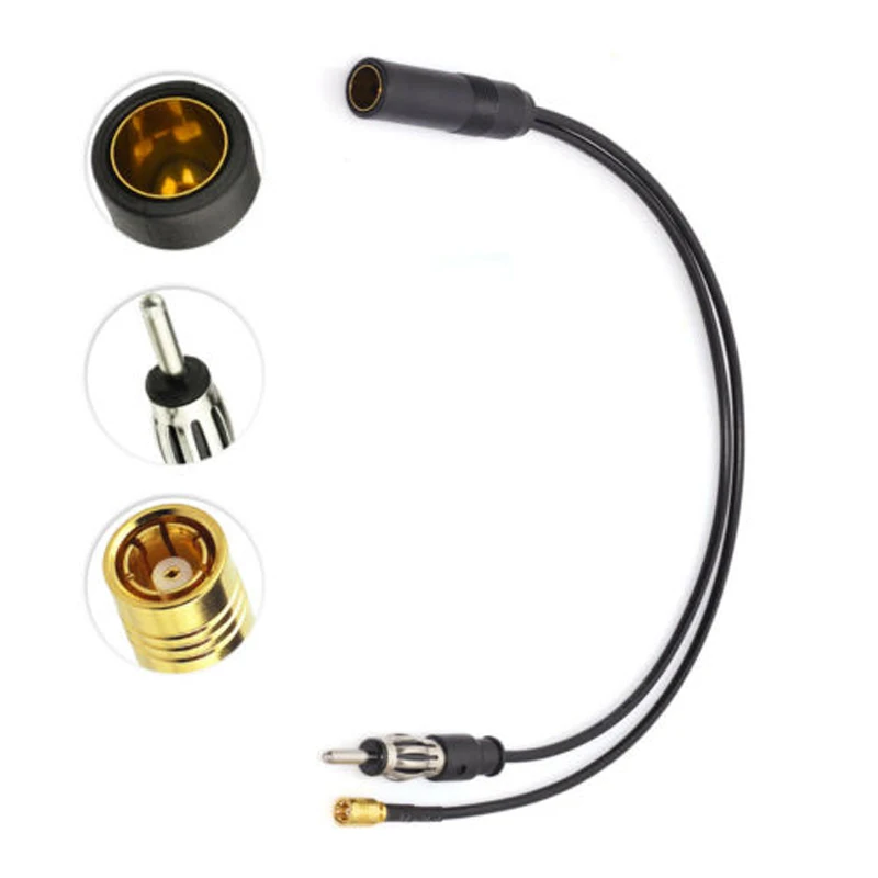 FM/AM DAB+ Car Radio Active Antenna Aerial Splitter Adapter Cable SMB Converter
