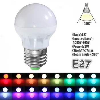 

3W 16 Color RGB LED Light Bulb Changing RGB LED Light E27 B22 Bulb Lamp AC85-265V