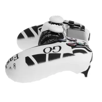 

Anti-Slip White Stripe Silicone Guard Cover 2 Joystick Cap For 4 PS4 Controller L41F