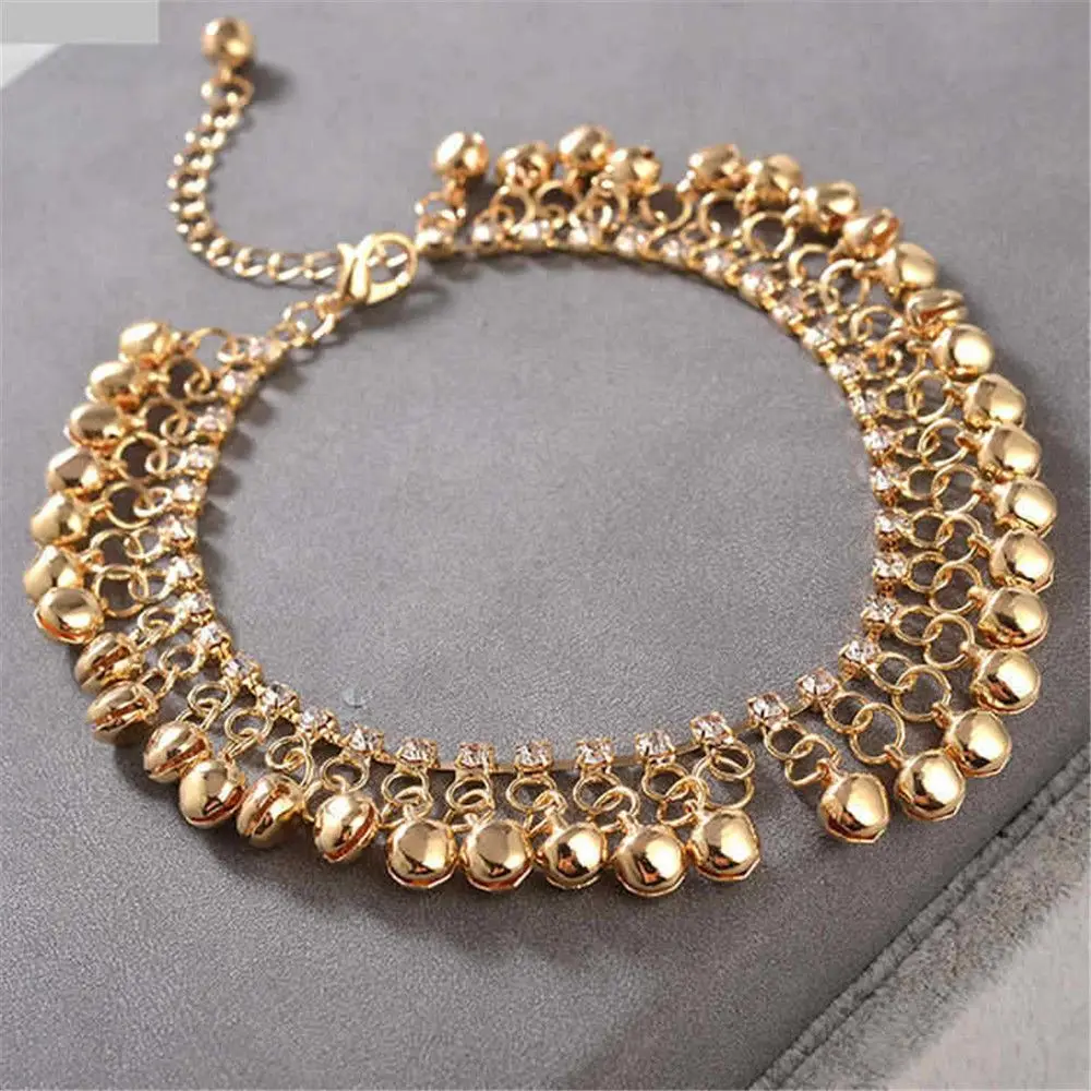 Silver Anklet Bracelet Ankle Chains Cubic Zirconia Anklet Beads Anklet Retro Ethnic Style Beach Anklet Leisure Street Shooting Foot Chain Personality Bell Tassel Anklet Women Jewelry Gift