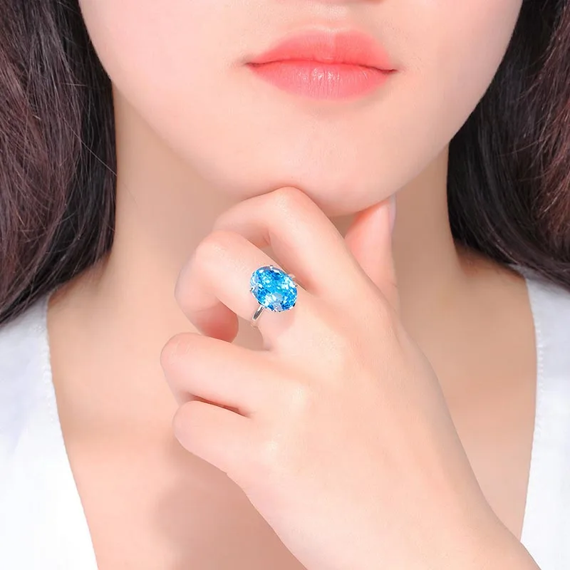 Bague Ringen серебро 925 ювелирные изделия Женское кольцо Роскошный созданный топаз геометрические регулируемые женские кольца вечерние подарки на годовщину