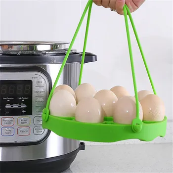 

VOGVIGO Hot 4pcs/set Pressure Cooker Silicone Steamer Rack Insulation Pad Silicone Cover Vent 7-hole Food Supplement Box