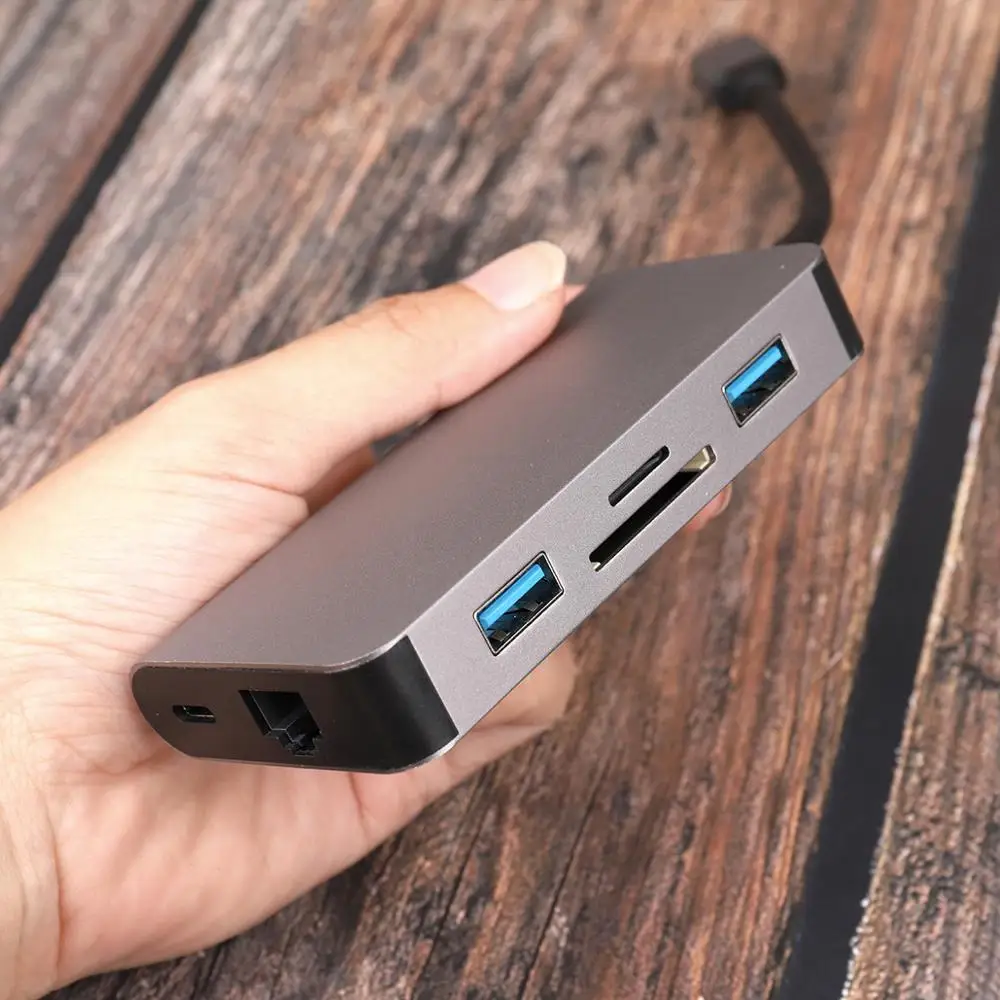 USB C концентратор к HDMI Ethernet Rj45 Lan HDMI VGA PD SD TF концентратор 3,0 порт type C док-станция для MacBook Pro/Macbook Air 13 15 1" USB-C