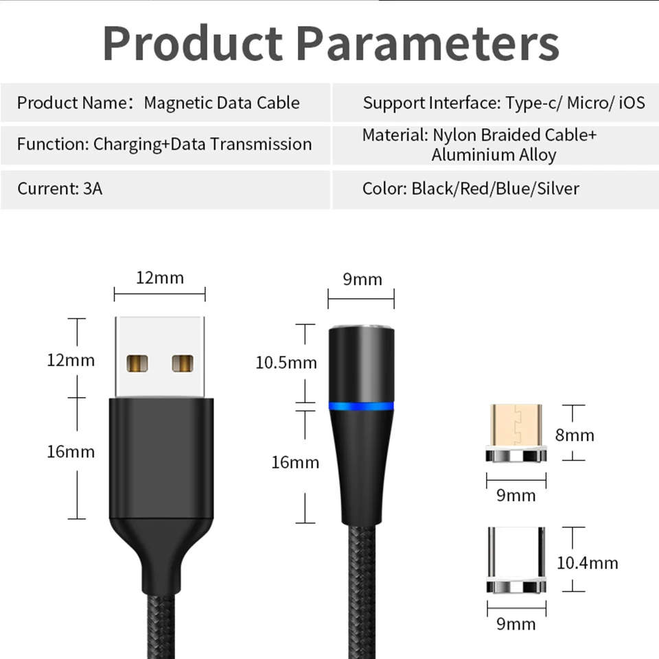 Магнитный Usb кабель для iphone 6 6S 7 8 X XS XR 11 11 Pro type C Micro Usb кабель для samsung S9 A50 Xiaomi Redmi Note 7 8 pro