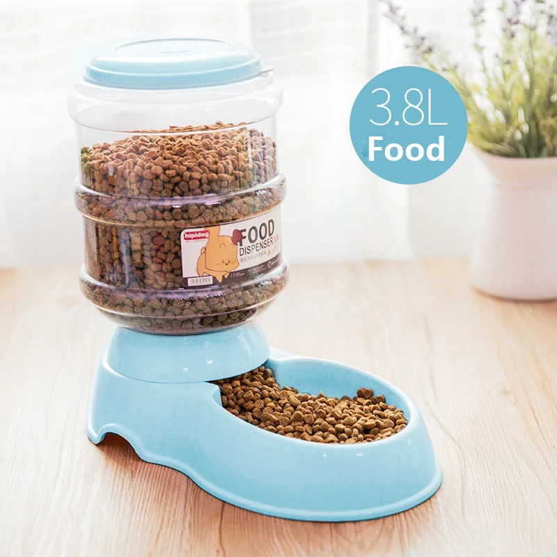 S-blue food feeder 3.8L Pet Cat Автоматический дозатор воды с большой емкостью миска для собак фонтан питьевой подачи домашних животных - Цвет: S-blue food feeder