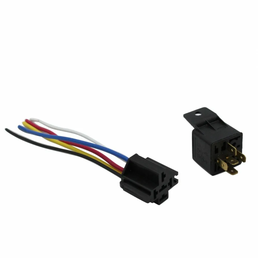 5x12 V 40A Предварительно проводной 4-контактный разъем авто реле монтажное основание проводов разъем