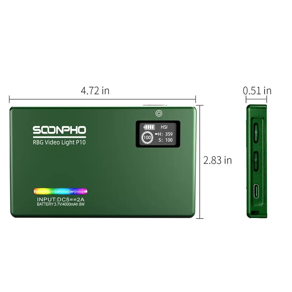 Conduziu a Luz de Vídeo Luz de Preenchimento Fotográfica da Bateria de 4000mah para o Estúdio de Tiro Soonpho 97 Embutida Iluminação P10 2500k-8500k Rgb Cri - Image 4