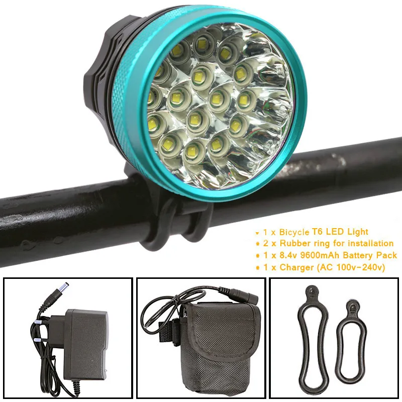 

Headlamp 16 Leds Cycling Bicycle Light Front Headlight for Outdoor Riding XML-T6 Bike Light 40000 Lumen LED Head Lamp
