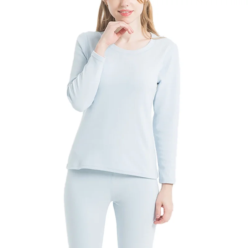 Sky Blue Женское и мужское теплое нижнее белье унисекс тонкий эластичный нагревательный комплект теплой одежды - Цвет: Sky Blue