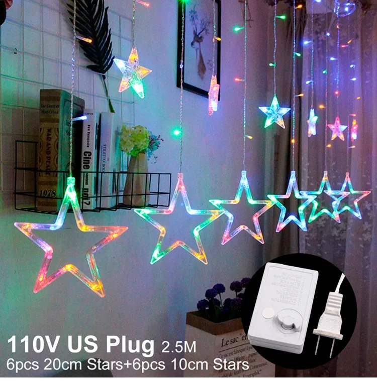 110v colourful star QIFU Merry Christmas светодиодный светильник наружные Рождественские украшения для дома Navidad светильник для рождественской елки s Декор - Цвет: 110v colourful star