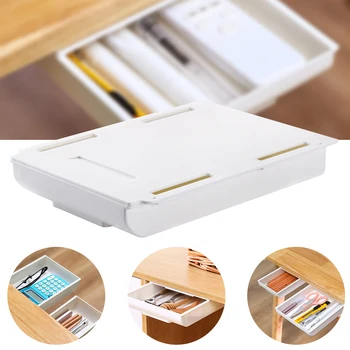 

Self Stick Pencil Tray Desk Table Storage Drawer Organizer Under Desk Stand Self-adhesive under-drawer storage home accessories