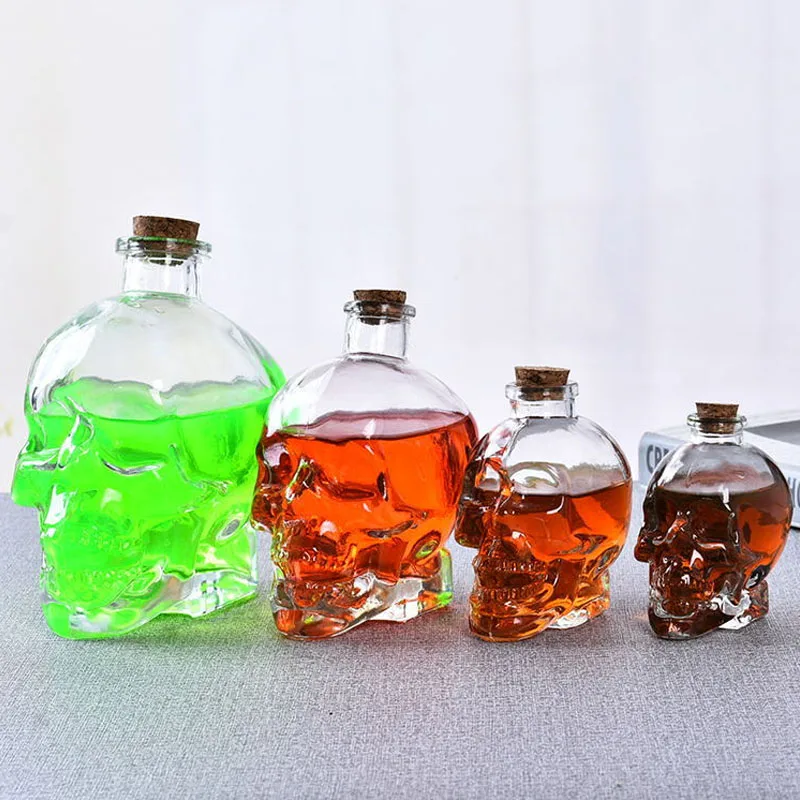 

100/180ml Transparent Creative Glass water bottle Coffee Cocktail beer bottle Halloween Bar Drinkware Gift Home Decoration