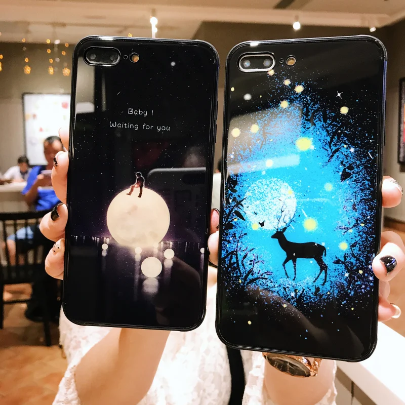 Чехол в виде светящегося стекла для iphone 11 pro Max 7 8 6s Plus Xs чехол для Max XR Cover