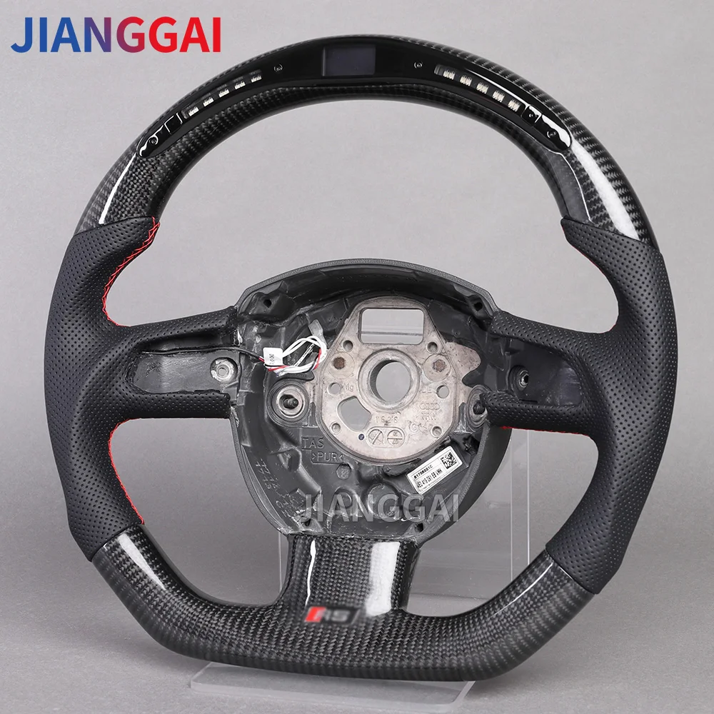 Customized Carbon Fiber LED Car Racing Wheel Steering Wheel Fit For Audi S4 A5 2008 2009 2010 Models