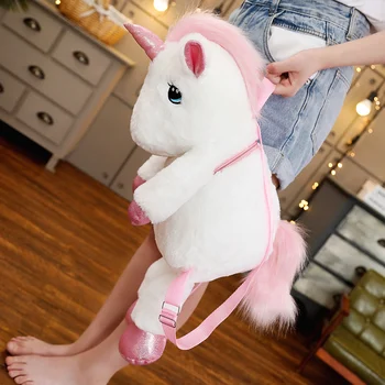 Hot New 50 60cm Kawaii Unicorn Plush Backpack Rainbow UnicornSoft Toy Plush Shoulder Bag Children