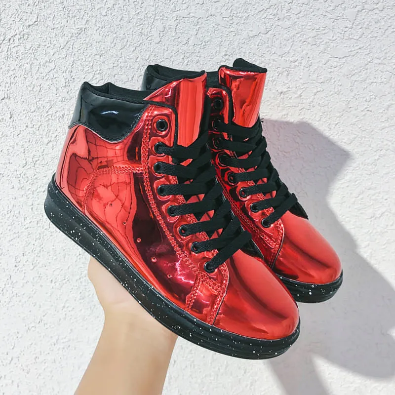 red x7879 Модные уникальные зеркальные кроссовки; новые мужские кроссовки; удобная повседневная обувь; chaussure homme; спортивная мужская обувь - Цвет: red x7879