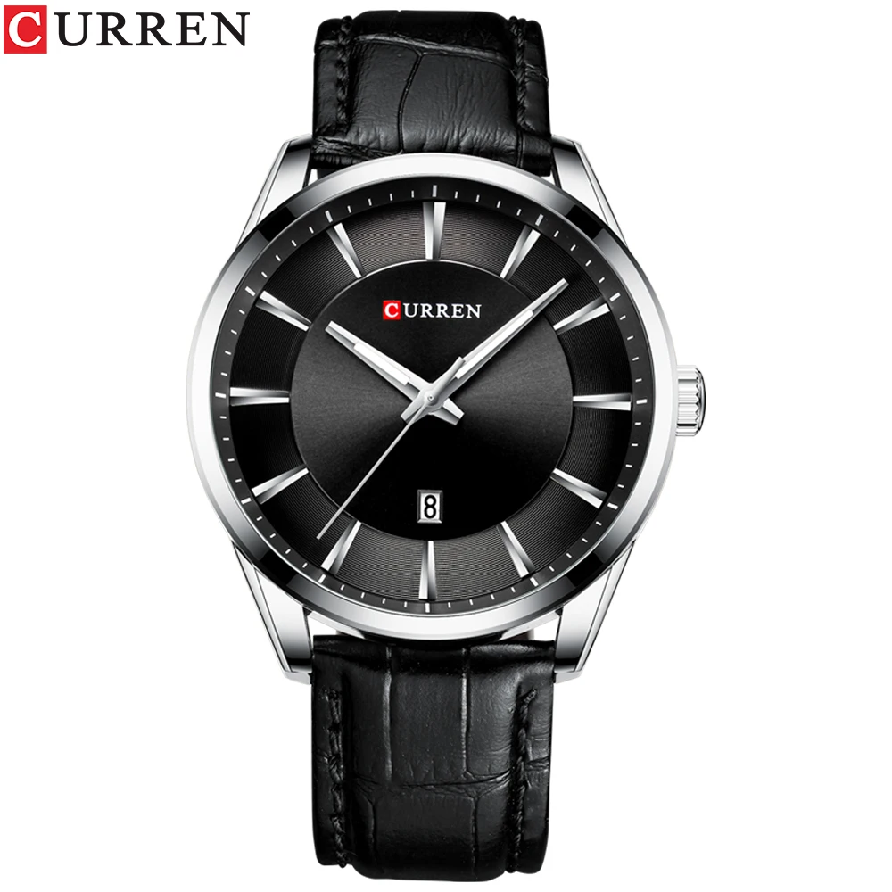 CURREN Luxury Men's Leather Strap Quartz Watch - Elegant Business Wristwatch (45mm)