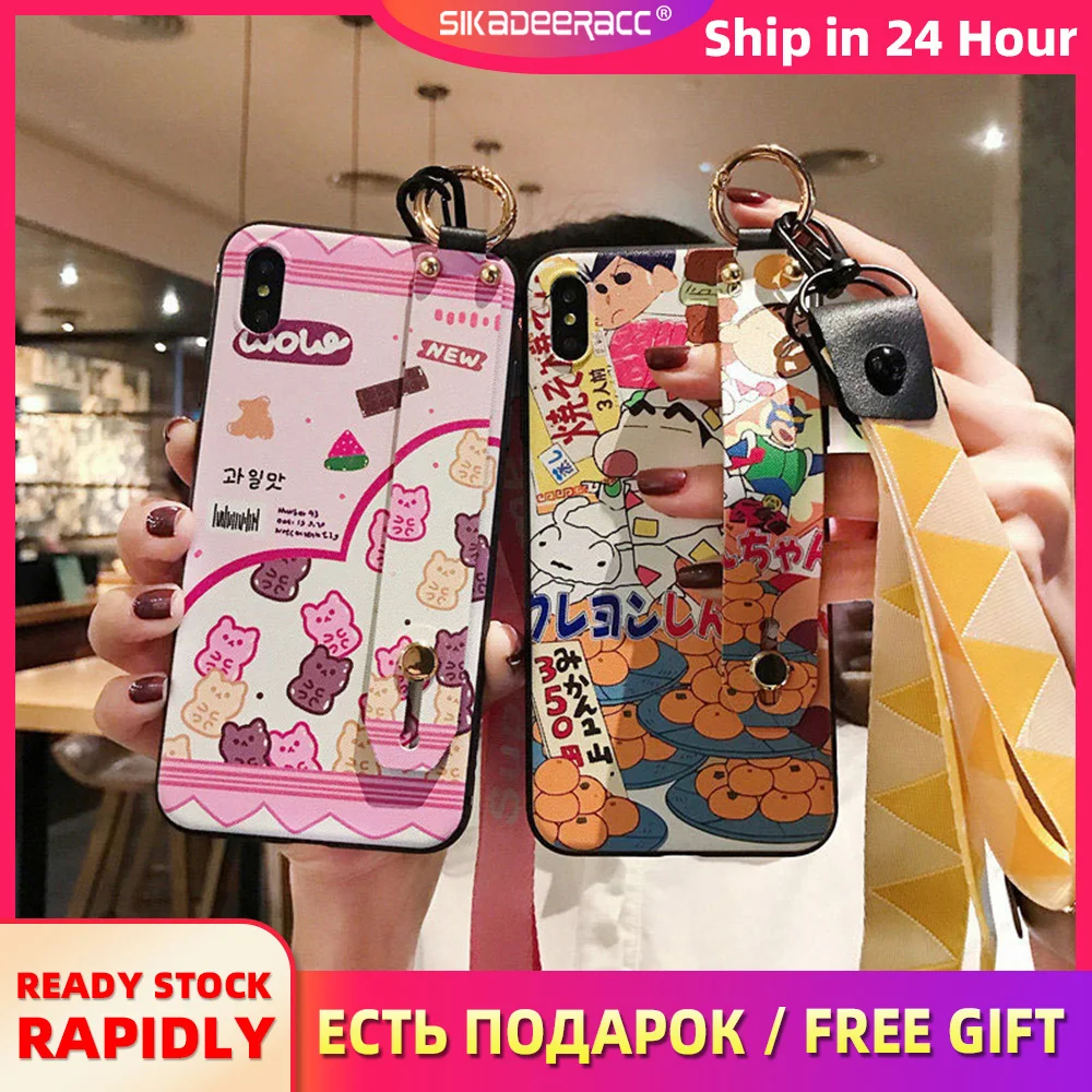Wrist Band Phone Case For iPhone X XS 11 Pro MAX XR 6 6s 7 8 Plus Cute Pig Soft Silicone Thin Shockproof Full Cover Shell | Мобильные