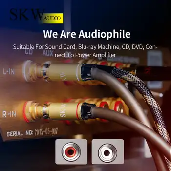 SKW Audio Cable 2RCA To 2RCA 6N OCC coaxial 1M,1.5M,2M,3M,5M for Home Theater Amplifier DVD TV CD Soundbox