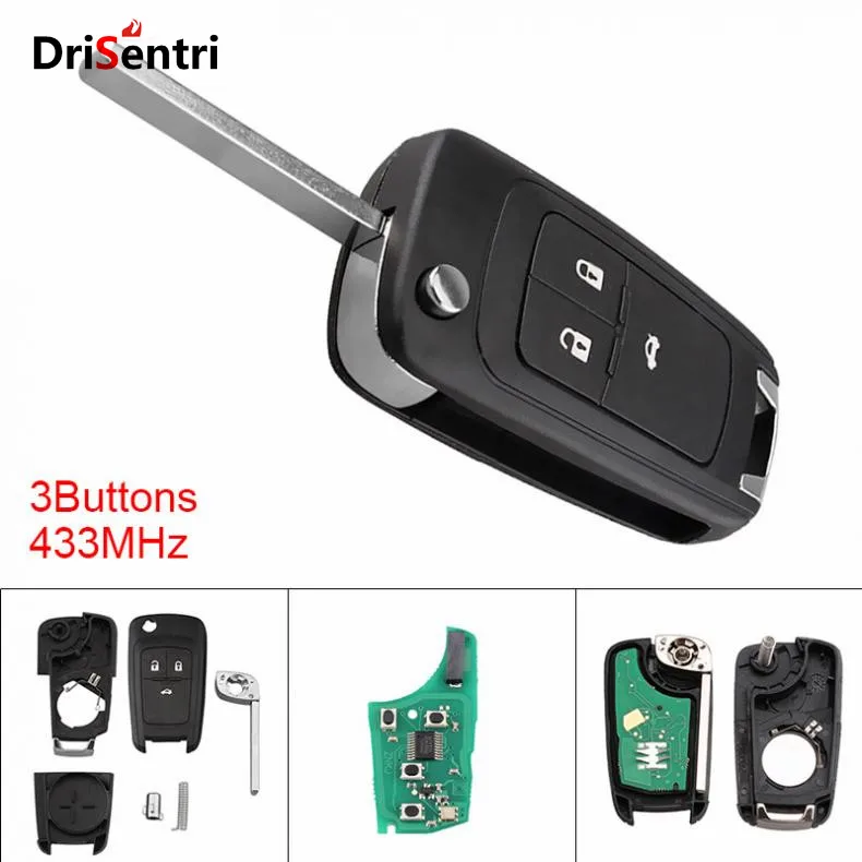 

434MHz Keyless Uncut Flip Remote Key Fob ID46 Chip for 2010-2015 Astra J / 2014-2016 Corsa E / 2009-2015 Insignia / 2012-2016