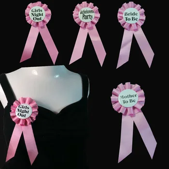 

4.5cm round button pale pink badge girls night out bachelorette party bride to be ribbon mother to be pin its my birthday brooch