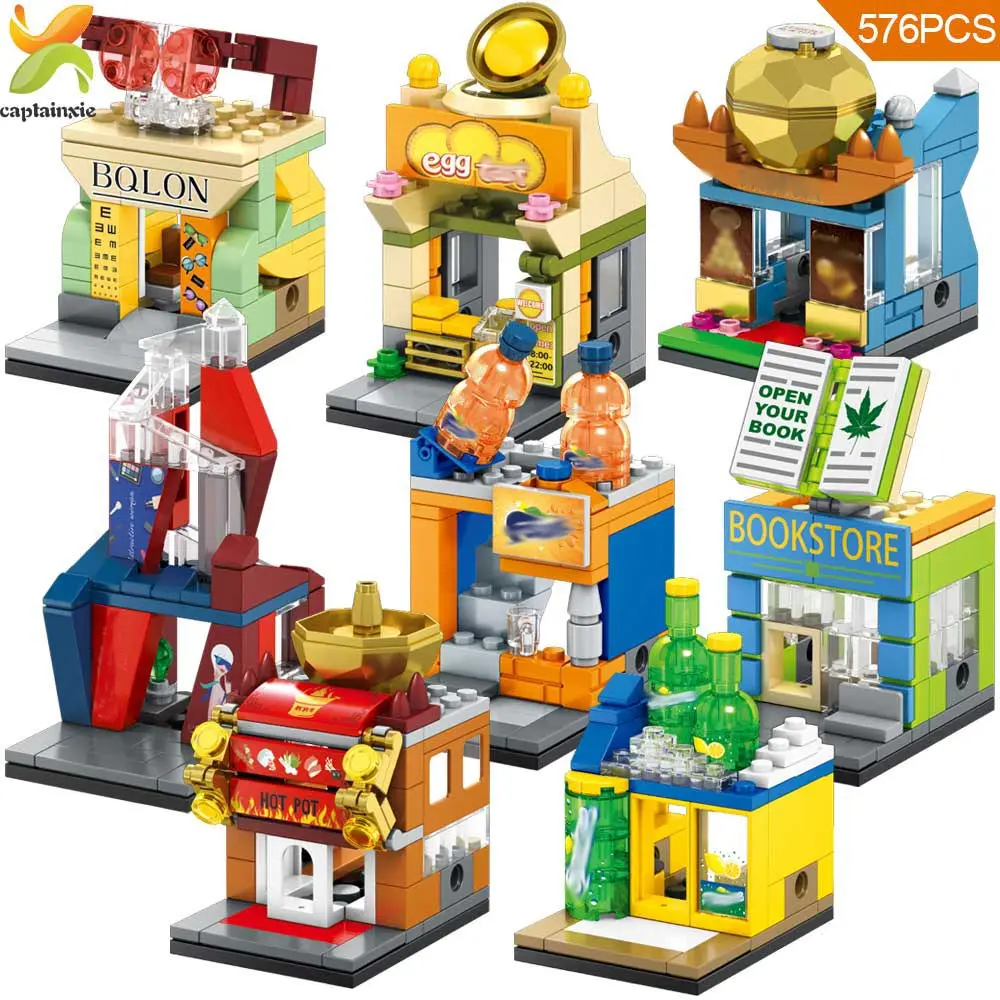 Günstig Mini Stadt Street View 3D Modell Shop Serie Bausteine Kompatibel Legoing Stadt Diy Architektur Ziegel Spielzeug Für Kinder