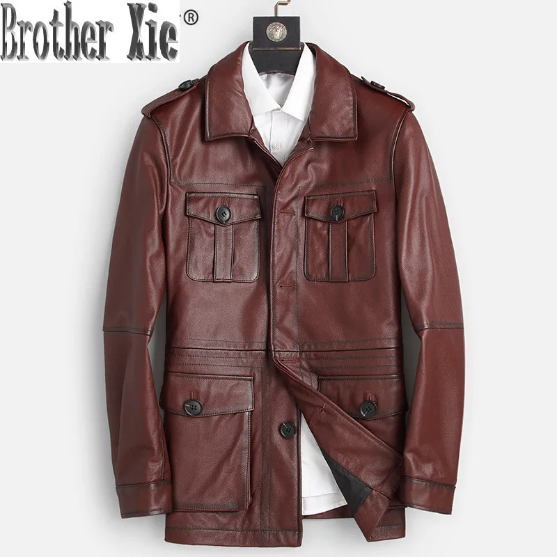 

Genuine Leather Jacket Men Spring Autumn 100% Cow Leather Coat Casual Windbreaker Veste Cuir Homme 31L8810 KJ4287
