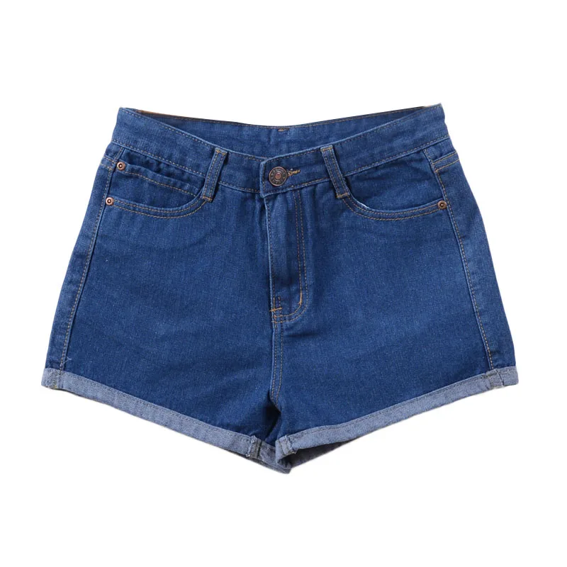 Gplus джинсовые шорты с высокой талией весна лето женские винтажные однотонные джинсовые шорты для женщин женские шорты размера плюс C2296 - Цвет: blue