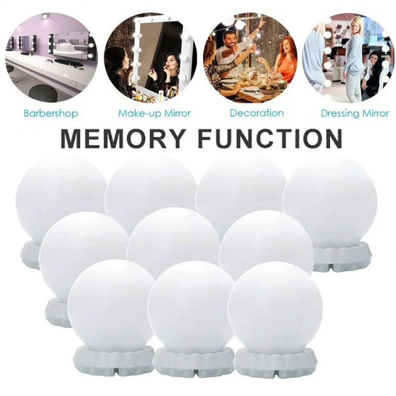 Dimmable 10 светодиодный освещение для макияжа светодиодный подсветка косметического зеркала комплект светящиеся лампочки usb зарядка туалетный столик Голливудский стиль