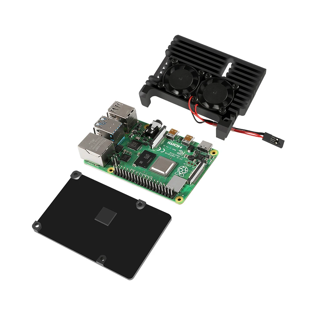 Корпус защитный чехол с вентилятором алюминиевый сплав для Raspberry Pi 4B чехол