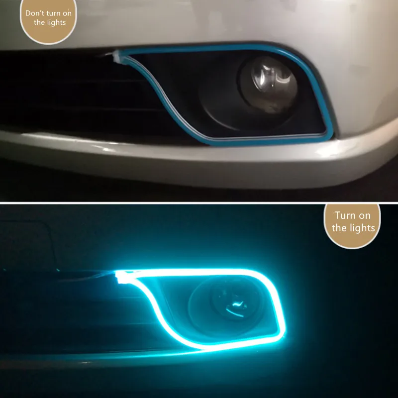 

White light long Strip Through-type LED auto modified front headlight gap upgrade decorative lights Car Daytime Running lights