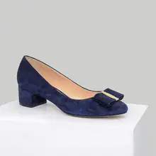 Derimod/Женская Классическая обувь из натуральной кожи темно-синего цвета на высоком каблуке 18SFD160010