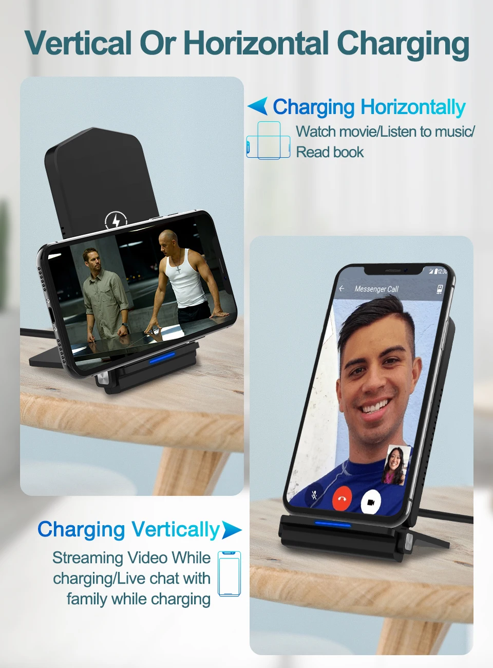 Posugear складное Беспроводное зарядное устройство настольная Быстрая зарядка держатель для мобильного телефона для iphone 11 Pro XR X 8 Plus для Samsung S9 S10