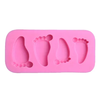

4 Hole Cute Baby Feet Shoes Silicone Fondant Mold Cake Mold Cake Decorating Moulds Christmas Cake Pan Baking Tools