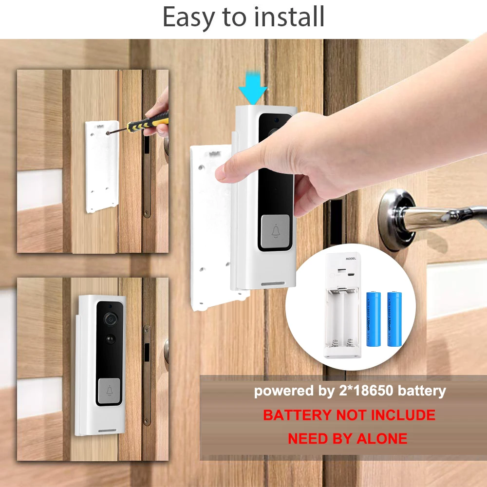 Lonsonho Smart Wifi Doorbell Camera Ring Door Bell Tuya Smart Life App Intercom PIR Motion Detector Night Vision Security Camera