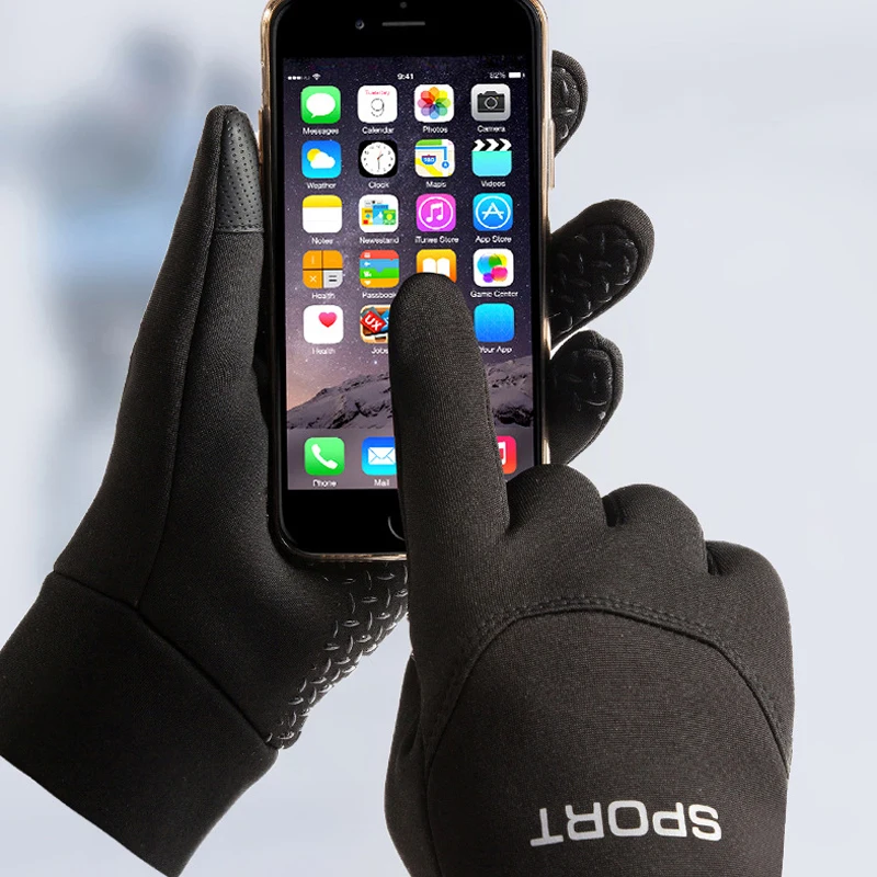Sports gloves Winter Outdoor Sports Ski Gloves Windproof Water-Repellent Fleece Cold-Proof Cycling Touchscreen Non-Slip Motorcycle Gloves