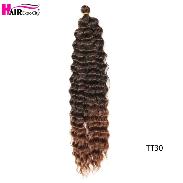 22-28 Inch Deep Wave Twist Crochet Hair Natural Synthetic Braid Hair Afro Curls Ombre Braiding Hair Extensions Hair Expo City TT30
