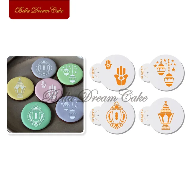 4Db/Set Hajj Sütik Sablon Az Eid Mubarak Kávé Makaron Torta Penész Dekorációs Szerszám Sütő Kiegészítők