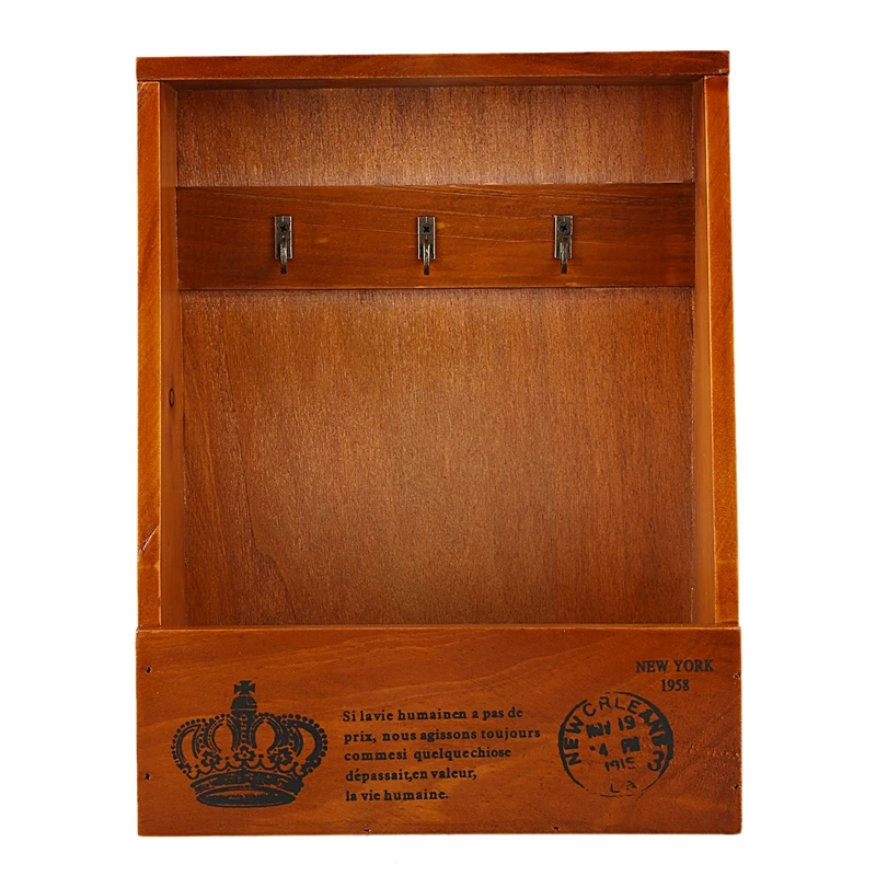 Caja de llaves de madera para guardar llaves de jardín caja de suspensión de madera caja de gancho de suspensión de pared de almacenamiento de letras Escritorio|Cajas y recipientes de almacenamiento| -