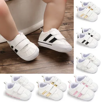 

Fashion Toddler Baby 0-18M Soft Sole Hook Loop Prewalker Sneakers Baby Boy Girl Crib Shoes Leather Sports Non-slip Walker Shoes