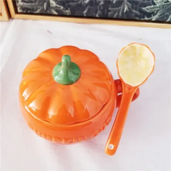 

Halloween Pumpkin Cup Creative Ceramic Cup with Cover Mug Oatmeal Cup Cute Breakfast Cup Personality Coffee Cup