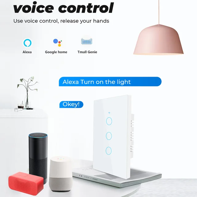 SMATRUL Tuya Wifi Smart Touch Switch Light Brazil No Neutral Wire 110V 220V 1/2/3/4 Gang RF Remote On Off For Alexa Google Home 4