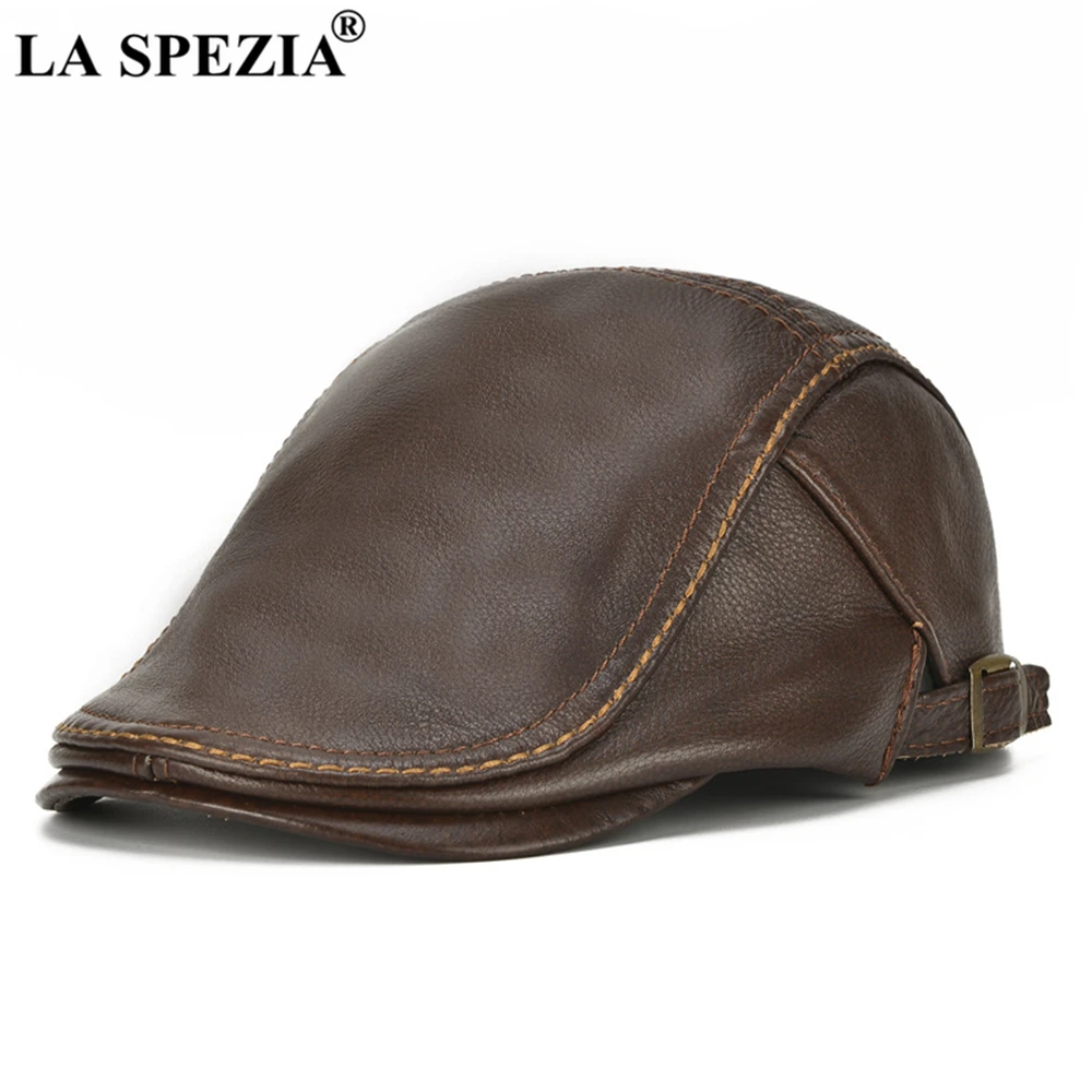 LA SPEZIA, мужская плоская кепка, натуральная кожа, Гэтсби, берет, кофе, настоящая воловья кожа, мужская осенне-зимняя брендовая Высококачественная Мужская кепка